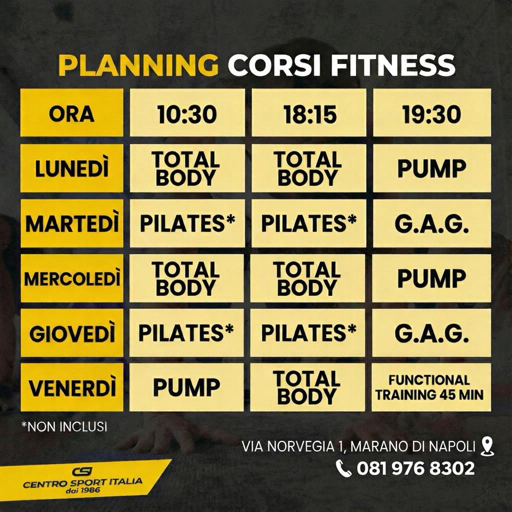 Planning corsi fitness 2025