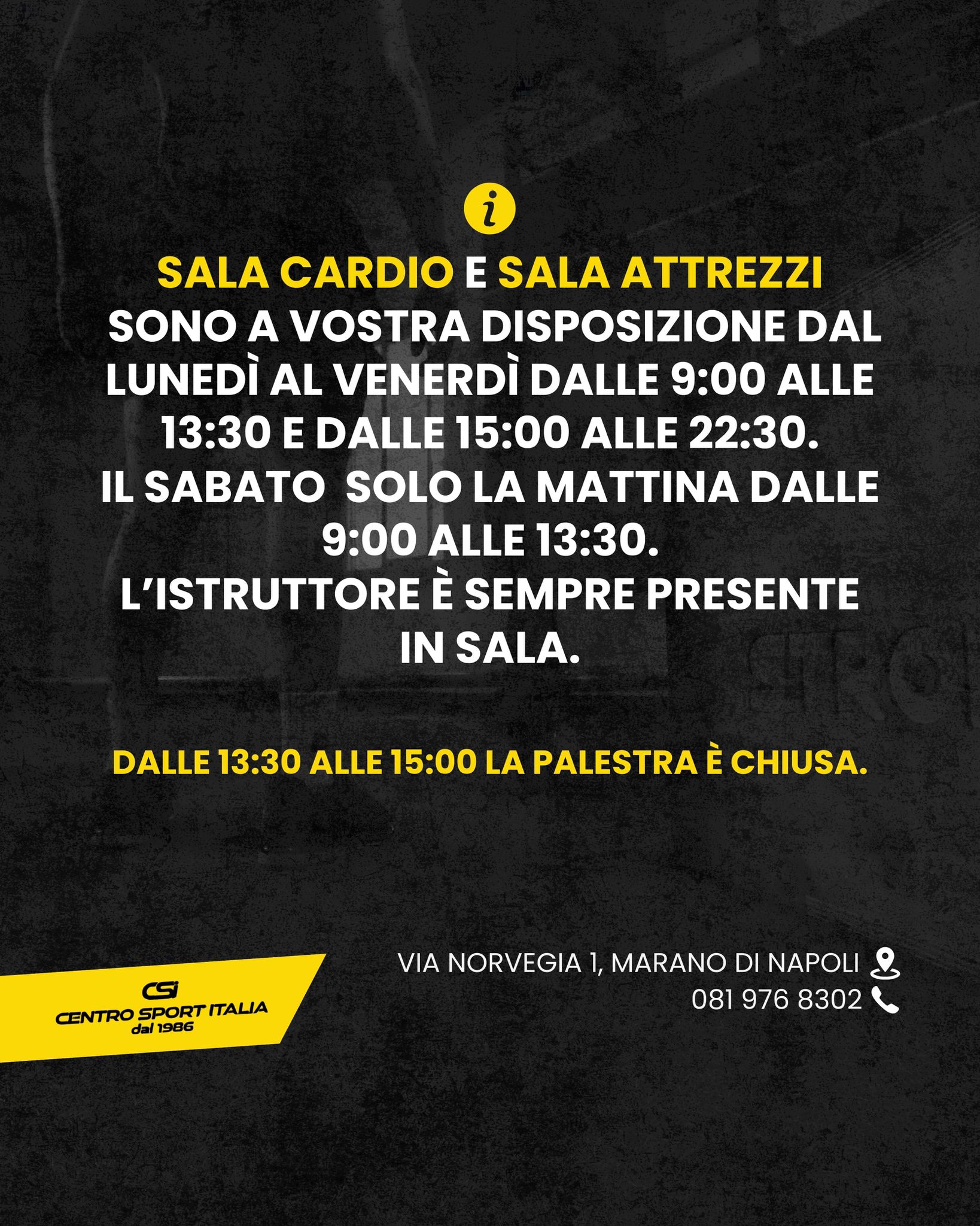 Orari e info sala attrezzi